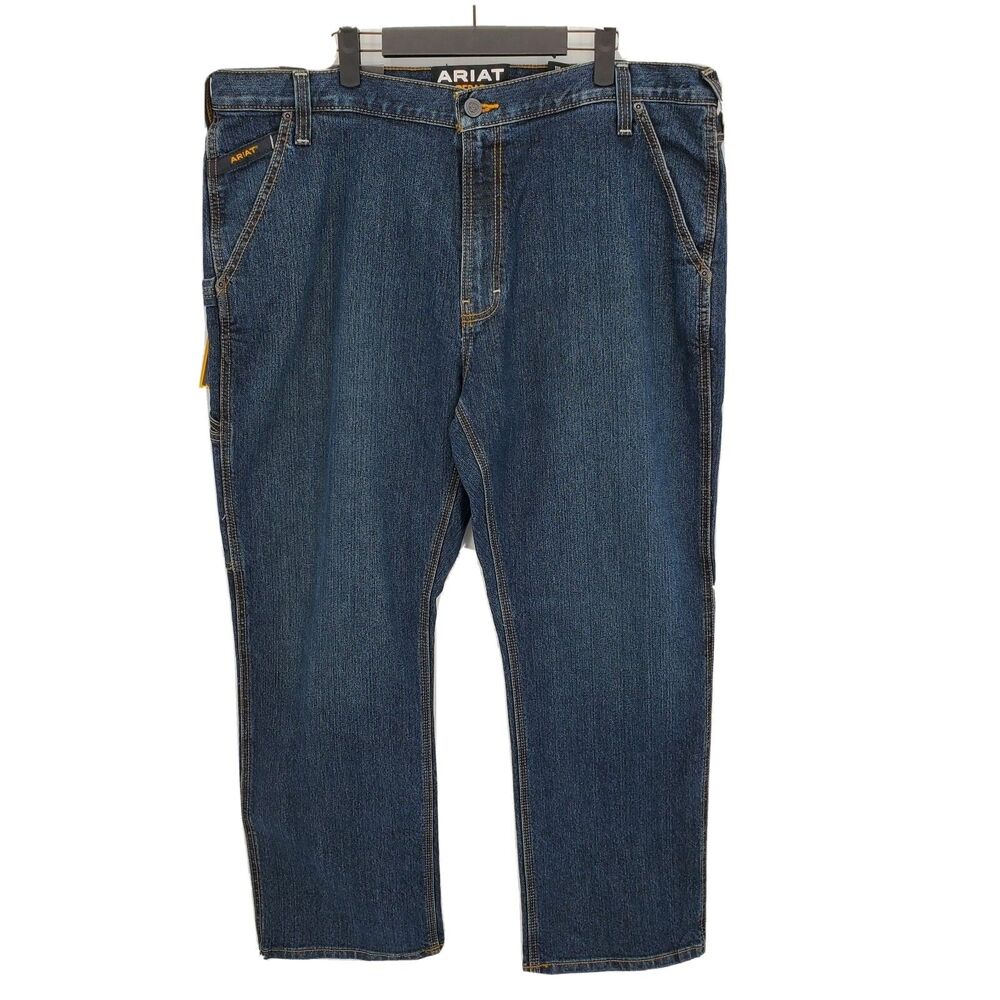 New Ariat Rebar M4 Low Rise DuraStretch Workhorse Boot Cut Jeans Dark Wash 40x30
